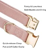 YUDOTE Ultra-soft Corduroy Dog Collar Large, Natural Cotton, Dusty Pink view 5