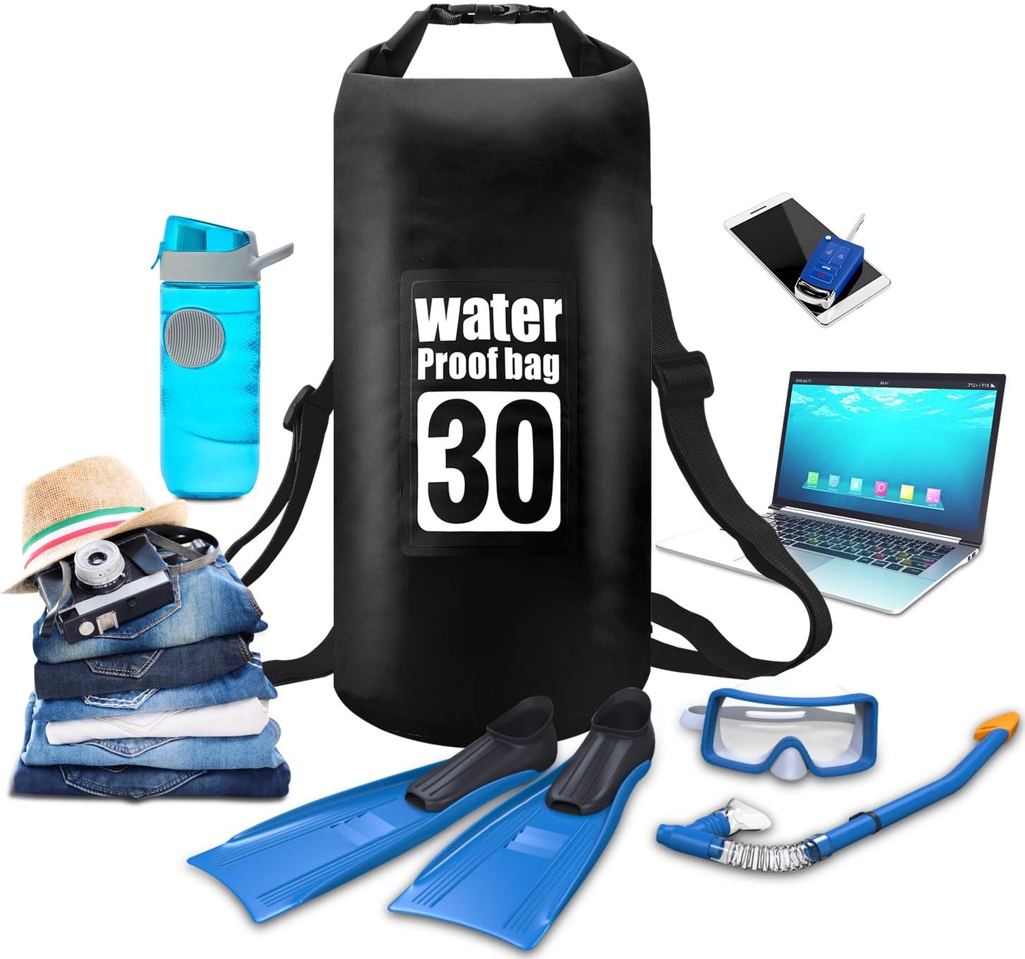 Sac Étanche VIDSTW 10L - Translucide, Bandoulière, Pour Kayak/Rafting/Plage