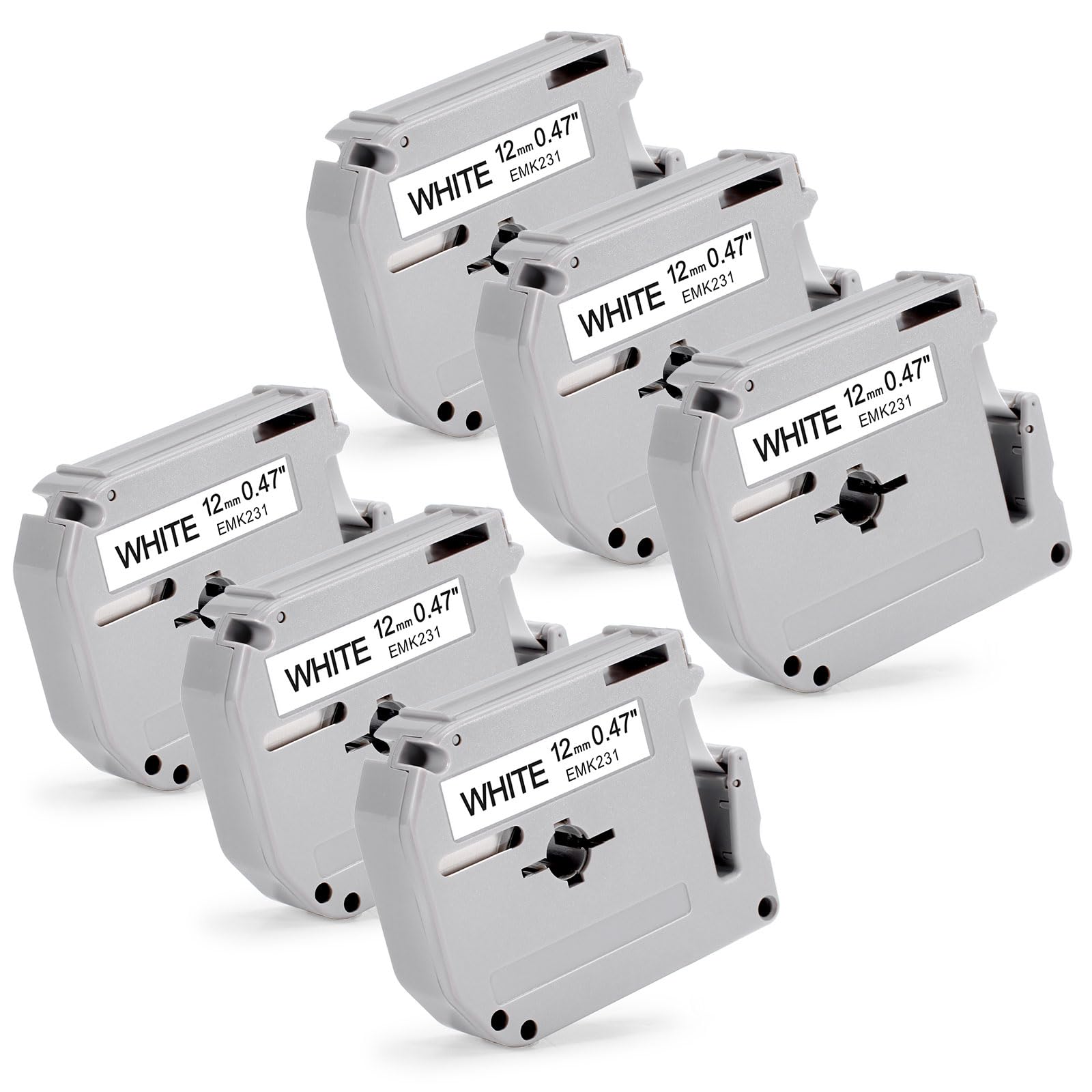 Compatible with Brother M-K231 MK-231 MK-231bz 12 mm x 8 m for Brother PT-M95, PT-90, PT-70, PT-65, PT-55, Black on White, 6-Pack