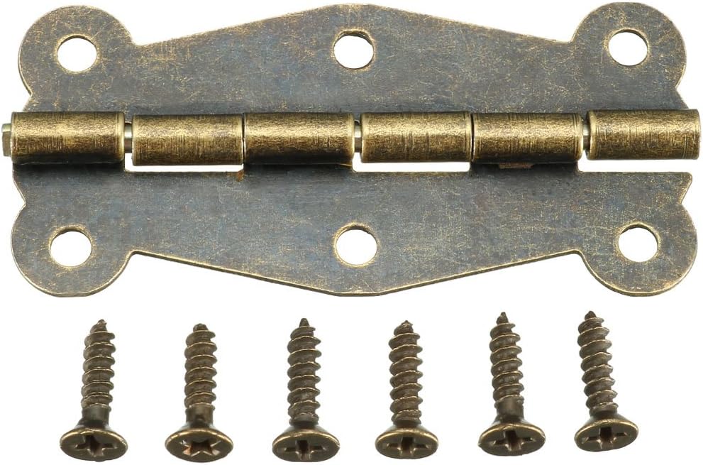 sourcing map 2" Antique Bronze Hinges Retro Butterfly Shape Hinge Replacement with Screws 20pcs, 2" * 0.55" (L*W) 20pcs - Image 5