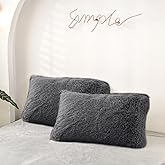 MorroMorn Decorative Pillows Covers, 2 Packs Faux Fur Pillow Cases Standard Size, Luxury Shaggy Throw Pillowcase Cushion Shams with Zipper Closure Room Decor for Couch Sofa Bed (Gray, Standard)
