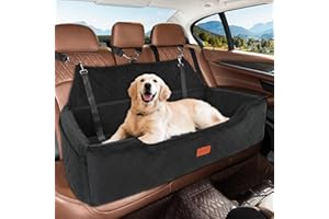 Large Dog Car Seat Under 100 lbs, Washable Dog Car Bed for 2 Medium Dogs, Detachable Pet Booster Seat with Storage Pocket and