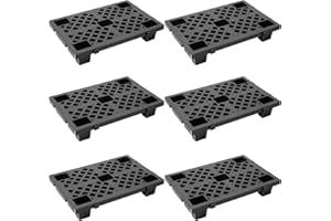 BBTEQEKN 6 Pcs Plastic Pallet, Breathable Interlocking Grid Ventilation Pallet, Lightweight Waterproof Floor Pallets, for Basement, Garage, Kitchen, Supermarket, Black