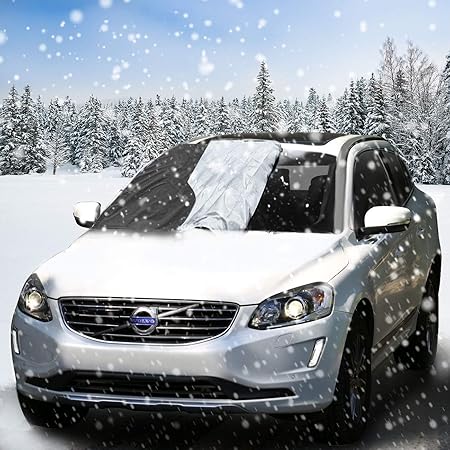 AODOOR Frontscheibe Abdeckung Winterschutz, Faltbare Winterabdeckung Frostabdeckung Frontscheibe Abdeckung Anti-Frost Auto Ab
