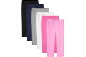 HoeVou 6 Pack Toddler Leggings for Girls Cotton Girls Leggings Comfortable Stretchy Pants Kids Soft Pull On Warm Tights