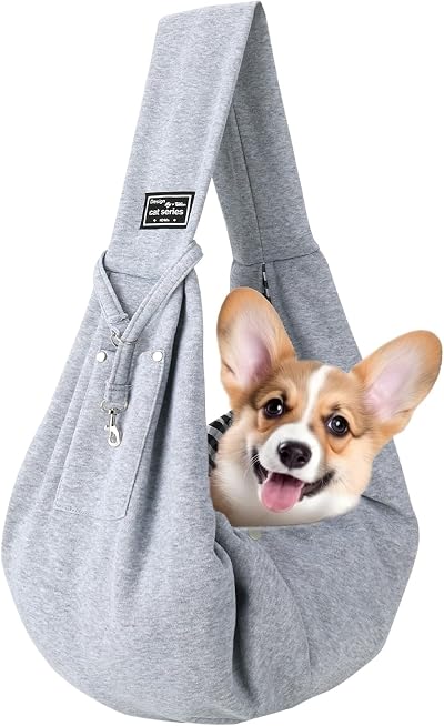 Zuimei Puppy Sling Dog Cat Carrier Front Carrier Grey Small Pet Bag