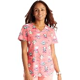 Cherokee Scrubs for Women Printed V Neck 2 Welt Pockets | Modern Classic Fit, Stretch Poplin Fabric, Shirttail Hem, Knit Details, Breathable Material, Easy Care, Healthcare Workwear