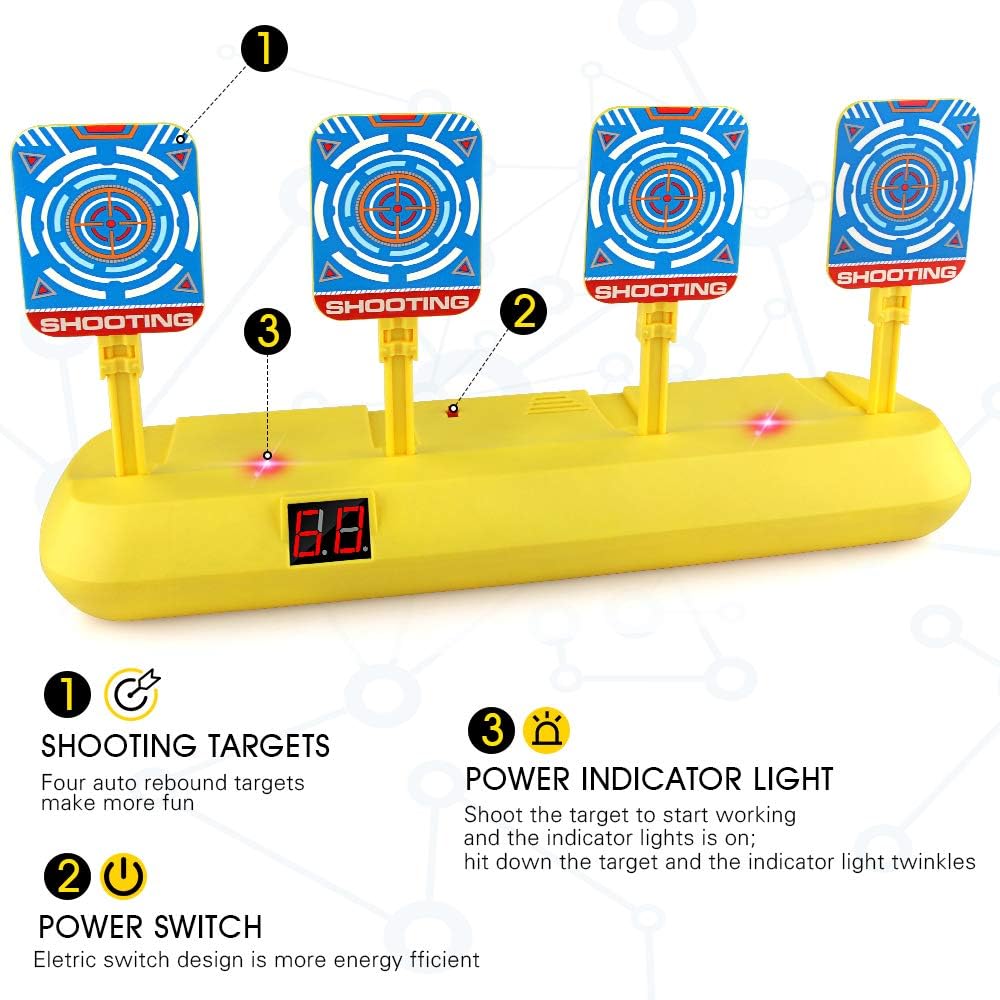 Blasland Digital Target - Electronic Auto Scoring Reset Shooting Digital Target Toy with 4 Targets (20 Pcs Darts and 1 Hand Wrist Band Included): Toys & Games