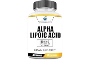 American Standard Supplements Alpha Lipoic Acid 1300mg Per Serving - Vegan, Gluten Free, Non-GMO, 90 Capsules, 45 Servings