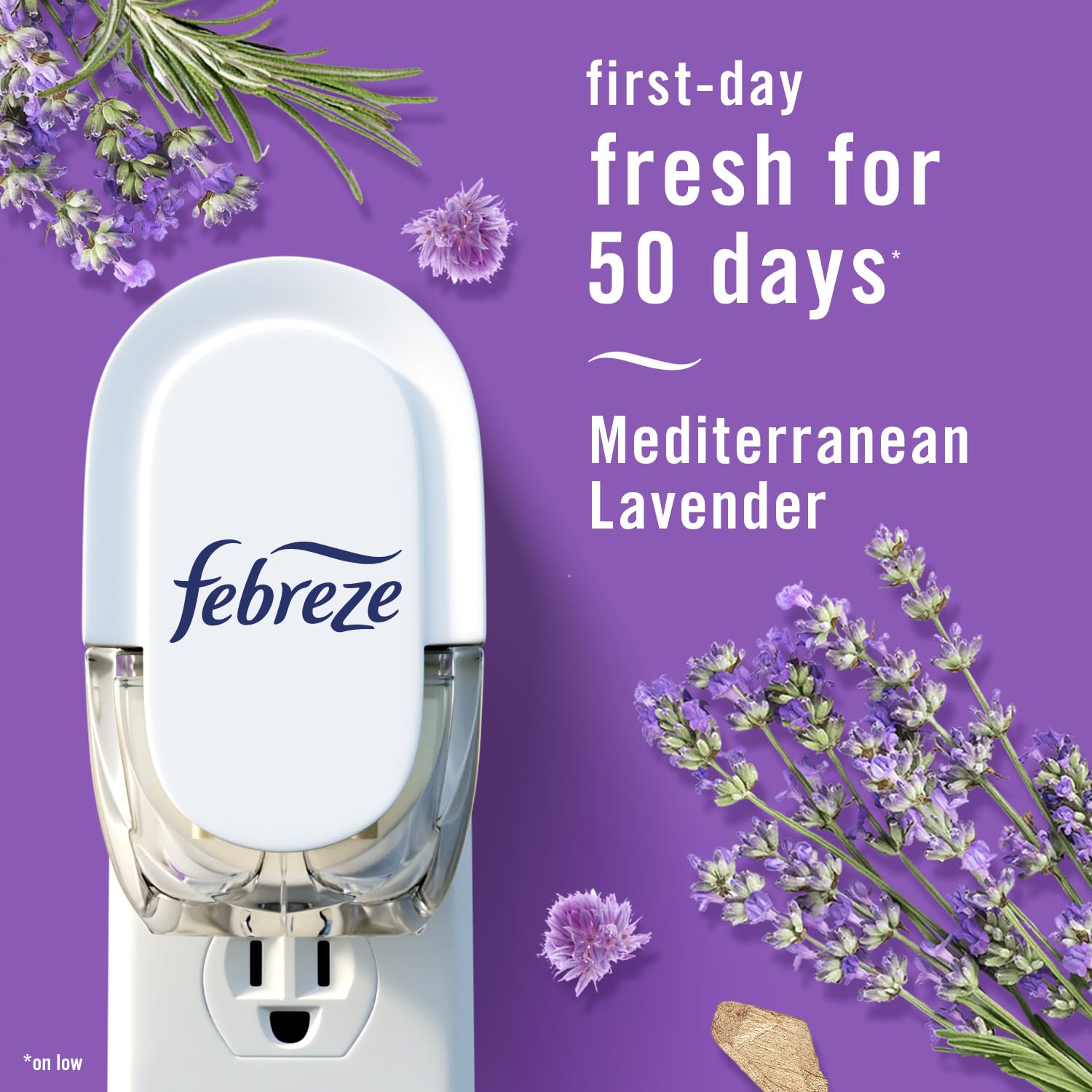Febreze Odor-Fighting Fade Defy PLUG Air Freshener,Downy April Fresh, Mediterranean Lavender, .87 fl. oz. Oil Refills, 4 Refills (2 of Each)