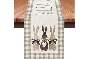 Easter Table Runner,Easter Eggs Bunny Happy Easter Table Runner ,13*72 inch Table Runner for Easter Decorations, Spring Summe