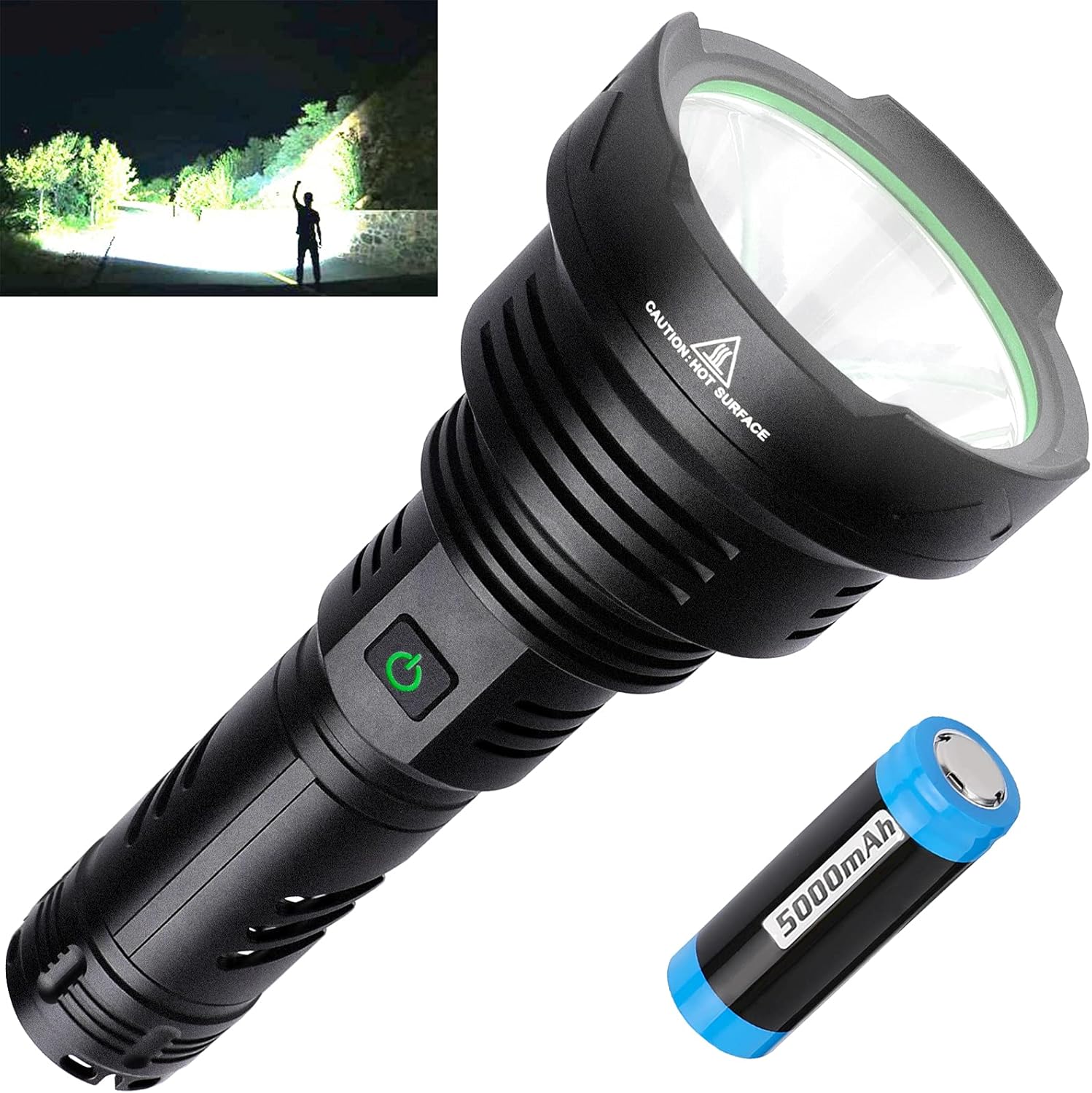 BERCOL Rechargeable LED Tactical Flashlights High Lumens, Super Bright 100000 Lumens Handheld Flashlight with 26650 Battery for Camping/Hiking/Hunting/Emergencies - - 