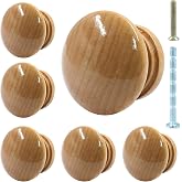 Piutouyar Wood Dresser Knobs, 6 Pcs Mushroom Shape Wooden Knobs | Round Cabinet Knob, Drawer Pulls Handles, Furniture Door Pull Knob, For Kitchen Wardrobe Cupboard Drawer Dresser Cabinet