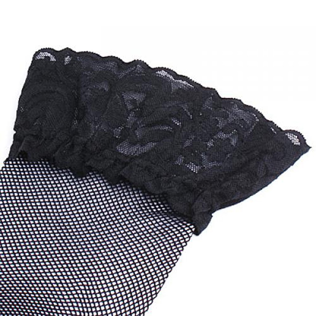 generic new arrival black lace top fishnet back seamed thigh high stockings