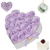 Cooeach Luxury Preserved Roses – Forever Real Roses Flowers for Delivery in a White Box, Preserved Flowers Birthday Gifts for Women Mom Wife, Ideal for Anniversary (Purple 16 Roses, 16 Roses)