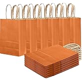 qiqee Classic Orange Gift Bag with Handles Bulk 24Pcs Paper Bags -8.3"x6"x3. 15" Party Favor Bags - Solid Color