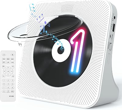 Homlab Bluetooth CD Player Portable with Speakers, FM Radio, Dust Cover, Aux
