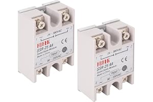 BlueStars Pack of 2 SSR-25AA Solid State Relay AC 80–250V Input, AC 24–380V Output, 25A Single Phase Semi-Conductor Module