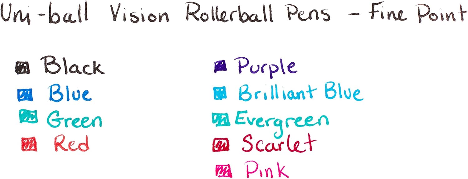 uni-ball Vision Rollerball Pens, Fine Point (0.7mm), Black, 4 Count: Office Products