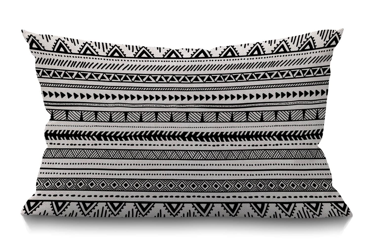 BGBDEIA Ethnic Lumbar Cushion Cover 30 x 50 cm 12x20 Inch Decorative Bedroom Living Room Black and White Geometric Tribal Ethnic Pattern Rectanglar Throw Pillow Cover for Bed Sofa Couch