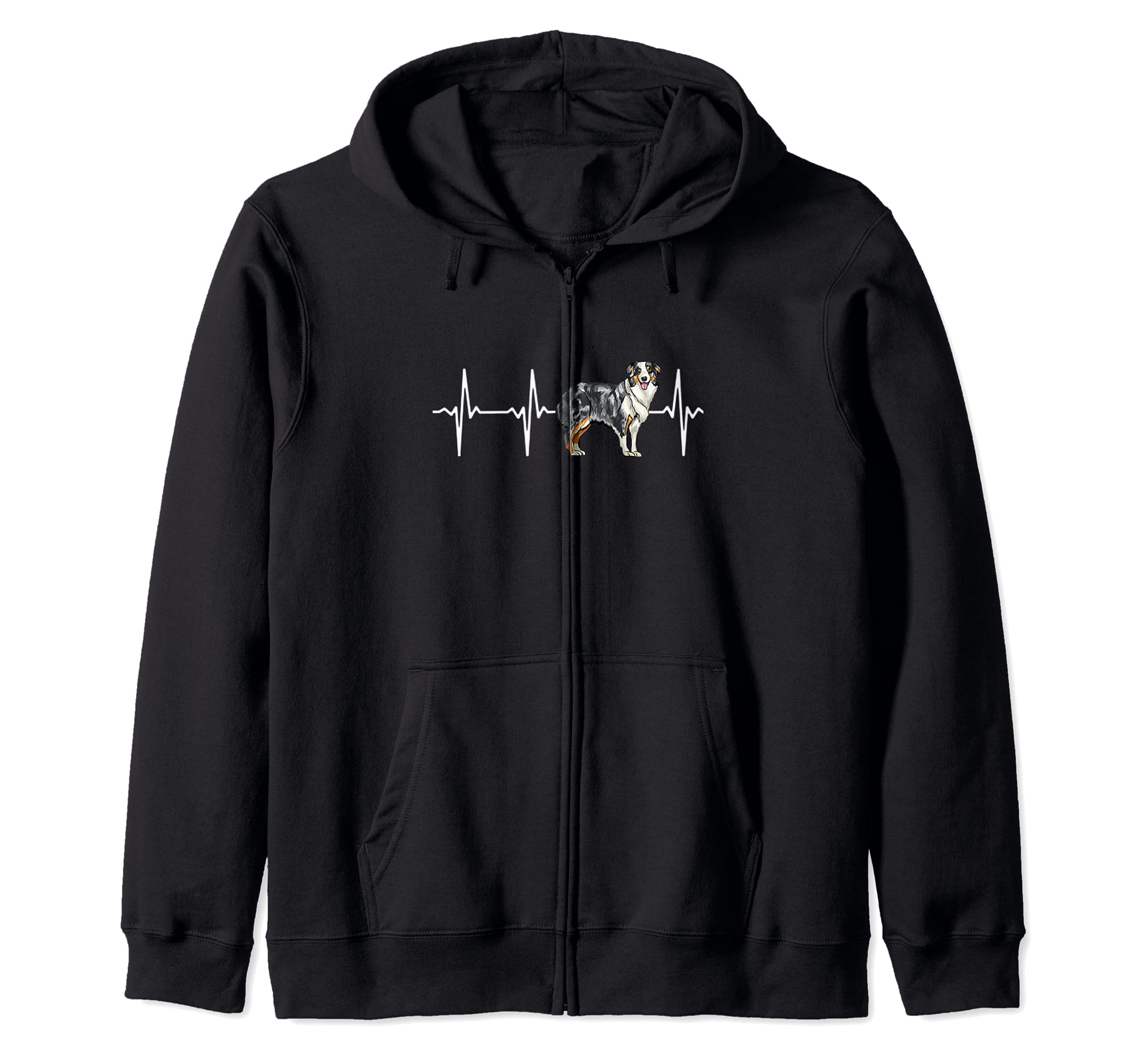 Australian Shepherd Heartbeat Love My Dog Zip Hoodie