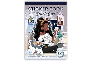 Bomichi Black Girl Sticker Book, 50 Sheets 480 Pcs Journaling Scrapbooking Stickers for Journaling Scrapbooking Bullet Journals Planners Letter Card Making Collage Art Crafts Water Bottle