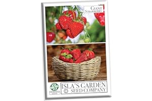 Giant Strawberry Seeds for Planting, 50 Heirloom Seeds Per Packet, (Isla's Garden Seeds), Non GMO Seeds, Botanical Name: Fragaria vesca, Great Home Fruit Garden Gift