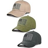 KIRAAT 3 Pack American Flag Baseball Cap Unisex,Low Profile USA Plain Dad Hat for Men&Women