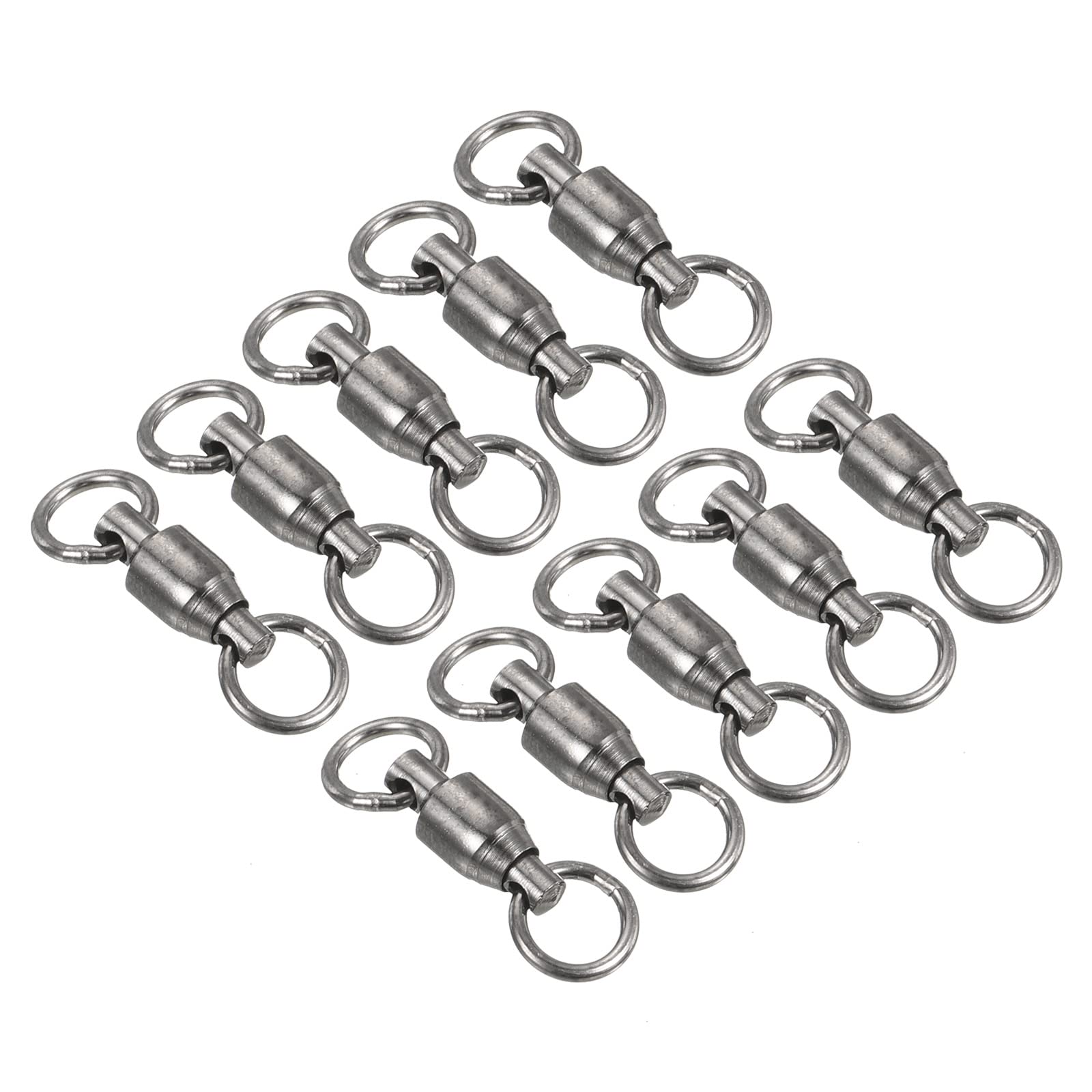 PATIKIL Ball Bearing Swivel, 10 Pack 50lb Carbon Steel Solid Welded Ring Fishing Tackle Connector, Black