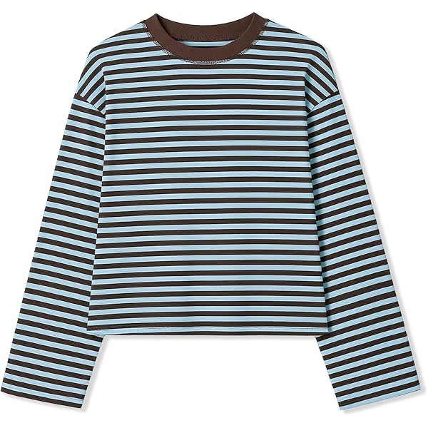 Amazon.com: JINZIYINZI Women Striped Long Sleeve Baggy T Shirts
