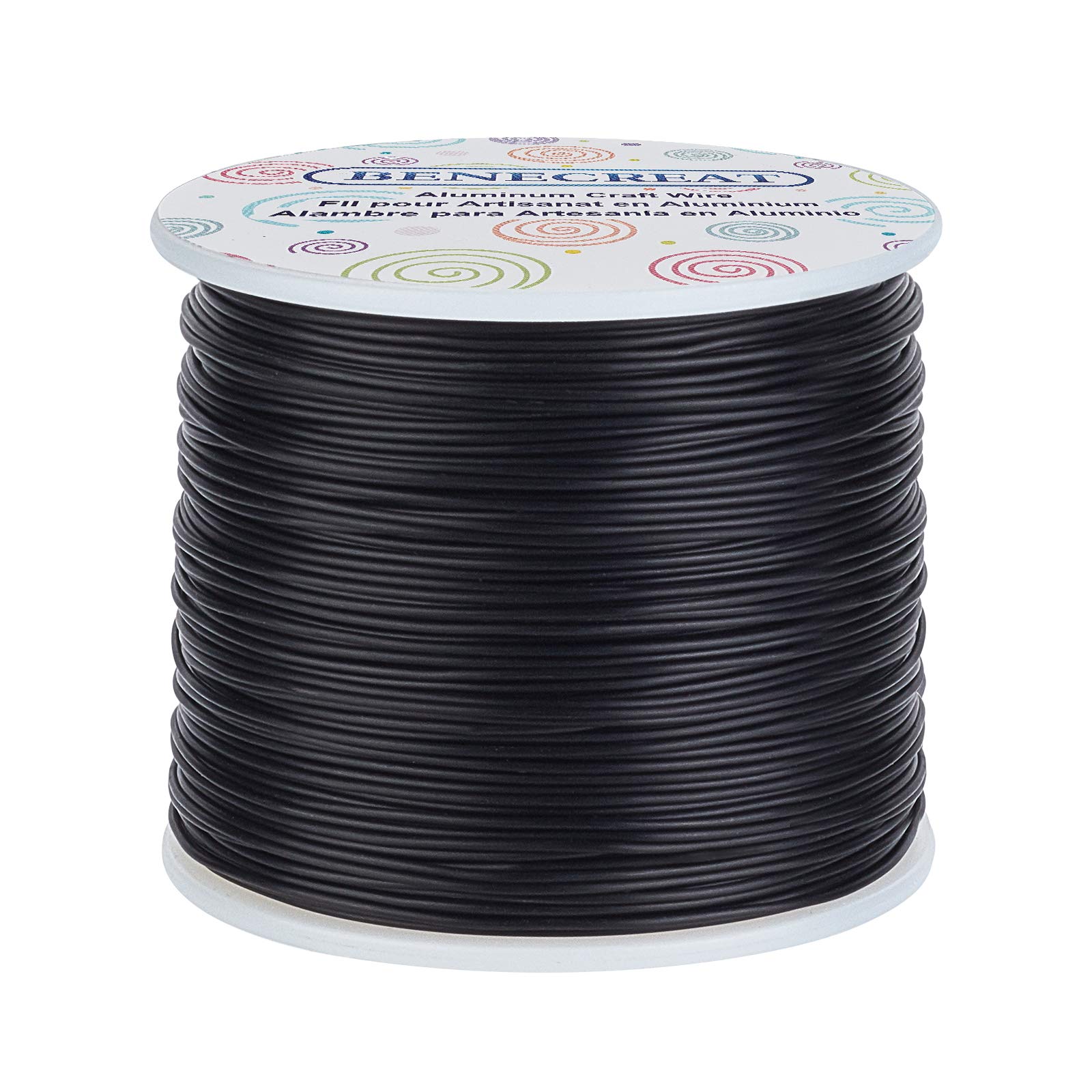 BENECREAT 18 Gauge/1mm Matte Jewelry Craft Wire 492 Feet/150m Tarnish Resistant Aluminum Wire for Wrapping, Beading Sculpting Model Skeleton Making - Black — image 1