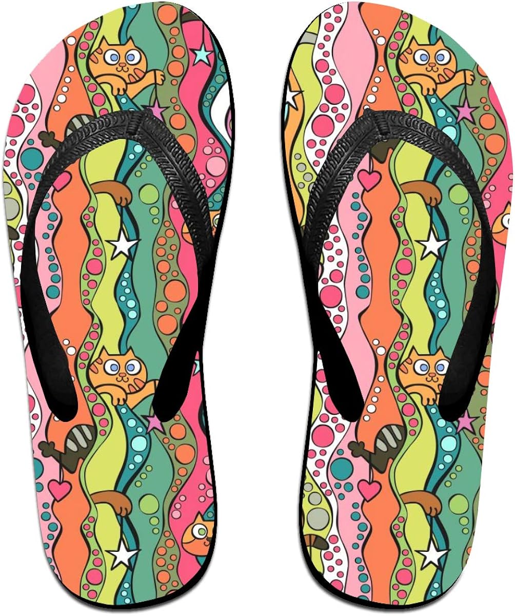 Amazon.com: Flip Flops Cats Stars Hearts Pattern Flip Flop Slippers, Beach Flip Flops,Sandals 