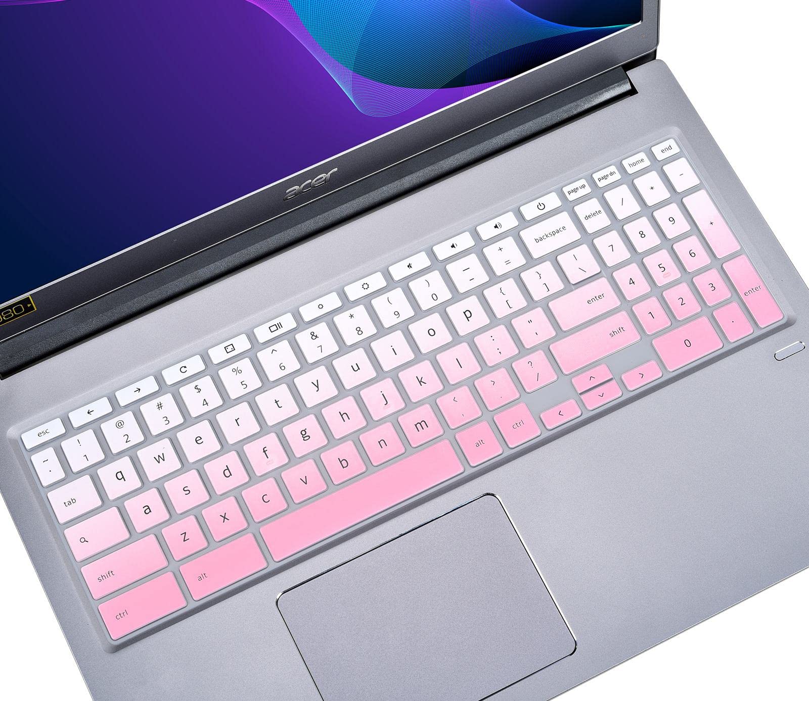 Photo 1 of Keyboard Cover for 15.6" Acer Chromebook 315 CB315-3HT/Acer Chromebook 715 CB715/17.3" Acer 317 Chromebook Laptop with Numeric Keypad, Acer Chromebook 15 CB315-3HT-C296/C6XF/C16B Skin-Gradual Pink