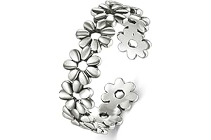 BORUO Toe Rings - Flower Hawaiian Leaf Sterling Silver Band Ring - Stylish Toe Rings For Women - Sterling Silver Rings for Gifting - Chic 925 Sterling Silver Rings - Toe Rings For Women With Gift Bag , 5mm