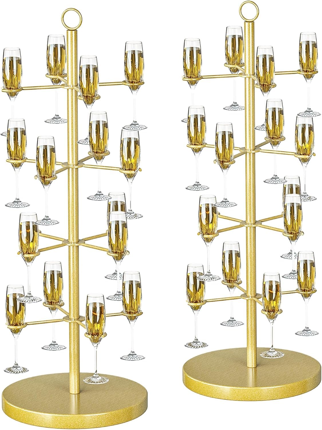 lesolar 2Pack Cocktail Tree Stand, 4 Tiers 16 Holders Champagne Display Stand for Wedding Party, Cocktail Tower Display Stand, Suitable for Cocktails, Champagne, Wine