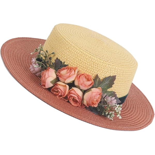 Amazon.com: WUODHTW Handmade Crochet Flower Straw Hat Beach  display picture 1