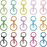 Bestewelry 30Pcs 15 Colors Lobster Claw Clasps Keychain - Colorful Metal Swivel Trigger Clips With Jump Rings, Flat Split Ring, Spray Painted Iron Key Rings for DIY Craft