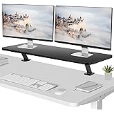 VIVO Clamp-on Small 40 in Ergonomic Desk Shelf | Black, Dual Computer Monitor Stand Riser, Desk Organizer, For 2 Screens or Laptops, 1.2 in Max Desk Thickness, STAND-SHELF40B
