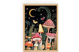 WUSARPLY Stamped Cross Stitch Kits, Mushroom Needlepoint Butterfly Counted Cross Stitch Kits for Adults Beginners,Full Range of Cross-Stitch Stamped Kits Needlecrafts for Home Wall Decor Cross Stitch Patterns