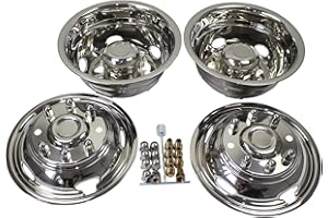 XIUHUA 17 Inch 8 Lugs 5 Hand Holes Stainless Steel Wheel Simulators for 2011-2021 Chevy GMC 3500 Dually Wheel Truck