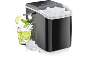 Sweetcrispy Countertop Ice Maker with Handle, 26lbs/24H Portable Ice Machine, 9 Bullet Ice Cubes Ready in 6 Mins, Self-Cleani