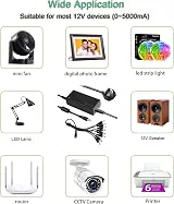 Gonine 12V 5A 60W Power Supply Adapter w/ 8-Way Splitter Cable for CCTV Cameras view 2