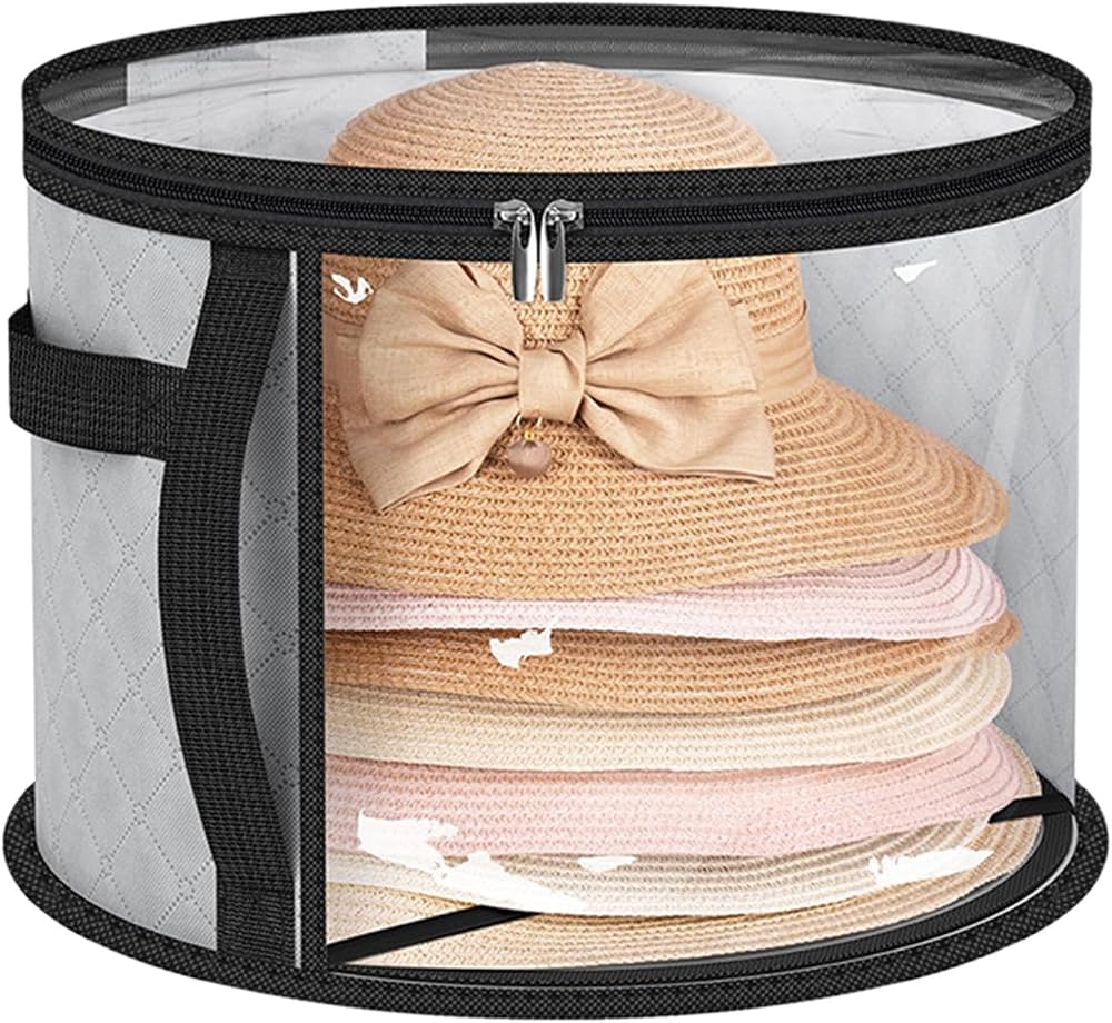Ynnhik Hat Storage Box Foldable Transparent Organizer Scarves Gloves Zipper