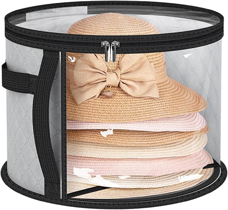 Ynnhik Hat Storage Box Foldable Transparent Organizer Scarves Gloves Zipper