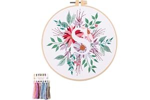 artcici Embroidery Kits Plant Flower Letter S Patterns for Beginners Adults, Full Range Embroidery Starter Kits Cross Stitch Needlework Supplies (Letter S)