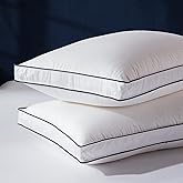 Decroom Goose Feather Down Fiber Pillows King Size Set of 2, Soft Pillows for Luxury Hotel Quality Gusseted Pillow 2 Pack, Bed Pillows for Sleeping, Breathable, Fluffy for Side, Back Sleepers