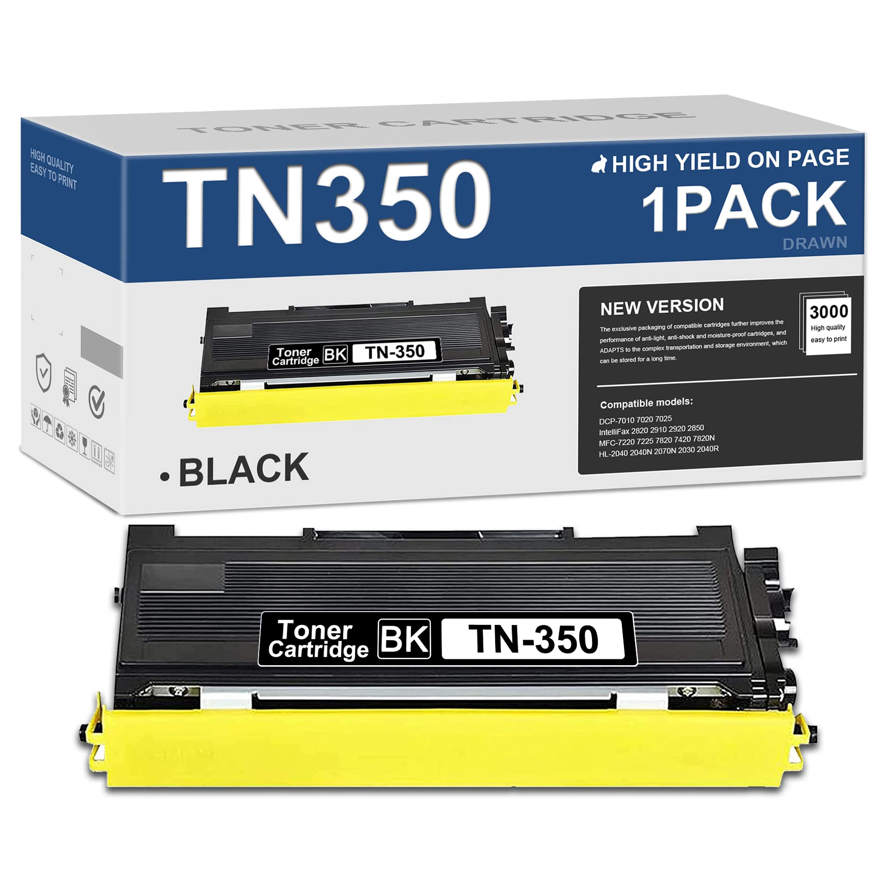 Photo 1 of TN350 TN-350 Black Toner Cartridge Compatible for Brother HL-2070N HL-2040 MFC-7420 MFC-7820n intellifax-2820 Intellifax-2920 DCP-7020 MFC-7220 Laser Printers (1 Pack)