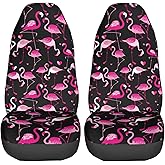 KiuLoam Pink Flamingo Animal Car Seat Covers for Women Girls, 2 Pcs Universal Fit Front Auto Seat Cover Protector for Vehicle Sedan SUV and Truck