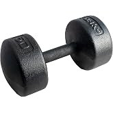 York Barbell Legacy Solid Round Dumbbell Black &ndash; Heavy Duty Cast Iron Hand Weight with Knurled Ergonomic Grip for Strength Training, Muscle Toning, Home Gym Workout &ndash; 50lb Single
