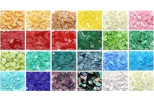 A Wide Range of Color selections Glass Mosaic Tiles Pieces for Art Crafts,4 Shapes Mixed Colorful Glass Tiles Tiffany Stained Glass Pieces Tile,200 Pieces, Orange-Red by Lanyani